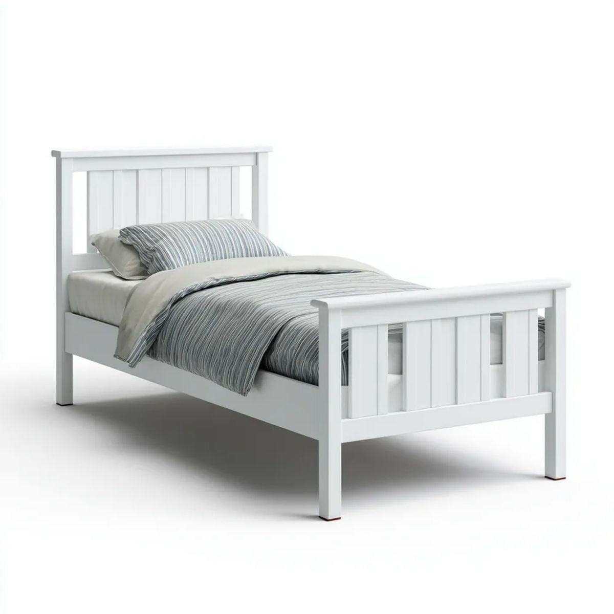 Białe łóżko pojedyncze z litego drewna 90 × 200 cm