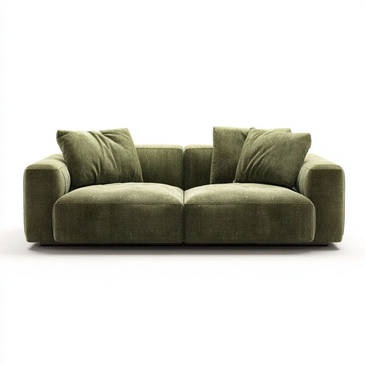 Sofa 2-osobowa oliwkowa z tapicerką szenilową 210 × 100 × 78 cm