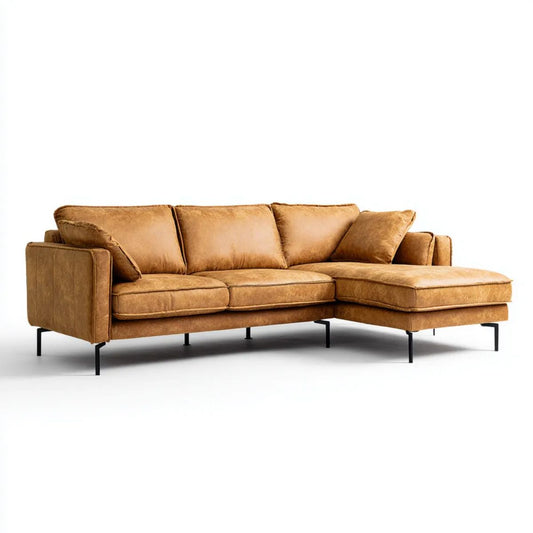 Brązowa sofa narożna w kształcie L z szezlongiem z mikrofibry, 260 × 160 × 85 cm
