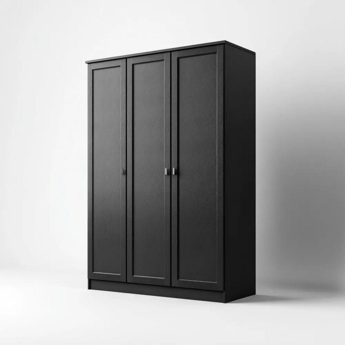 Czarna szafa trzydrzwiowa z płyty wiórowej laminowanej 120 x 52 x 200 cm